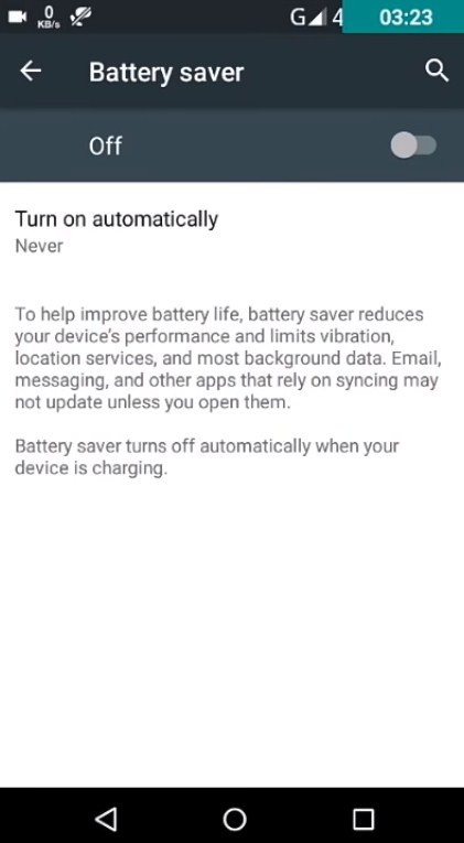 Trun off battery saver option