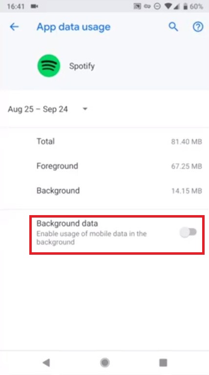 Click on turn off background data in data usage