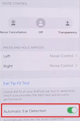 Disable Automatic Ear Detection Setting