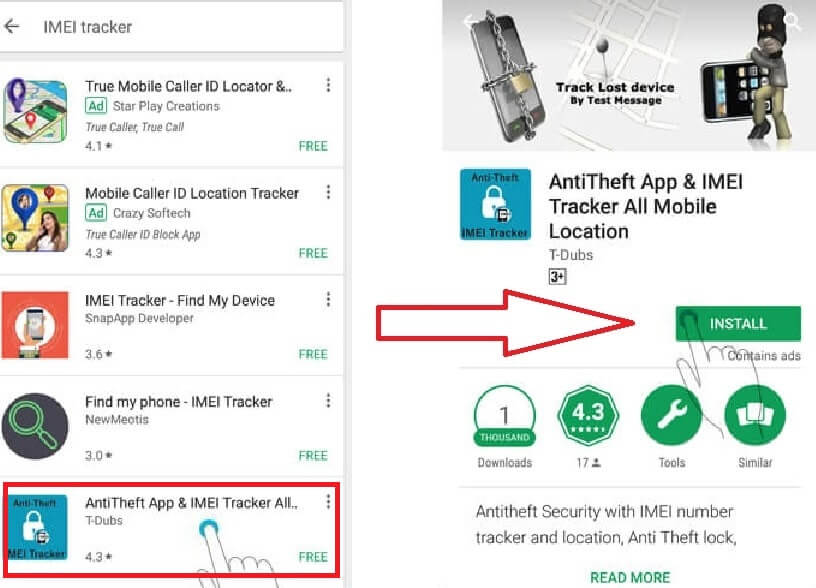 Track lost Android phone using the IMEI number for free with current location online