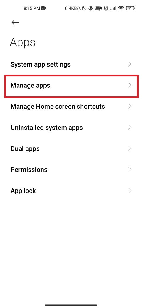 Manage apps to fix content.com.android.browser.home