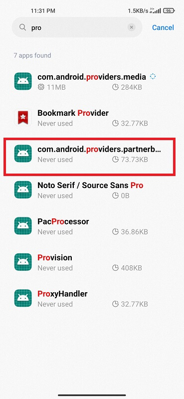 com android providers partnerbookmarks app