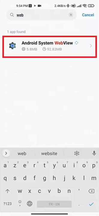 Android system webview app
