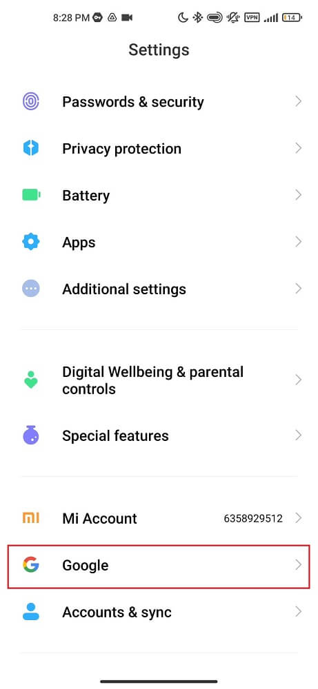 Backup message, apps, call history, other settings