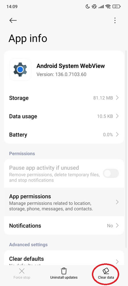 Clear Android System WebView Cache (Step 2) Clear Android System WebView Cache (Step 2)