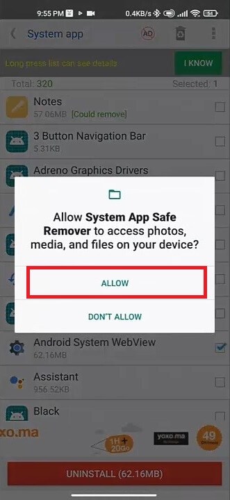 Easy uninstall android system webview