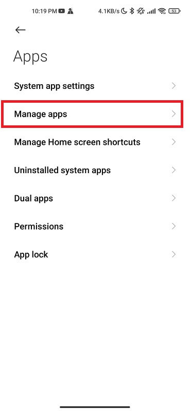 Manage apps