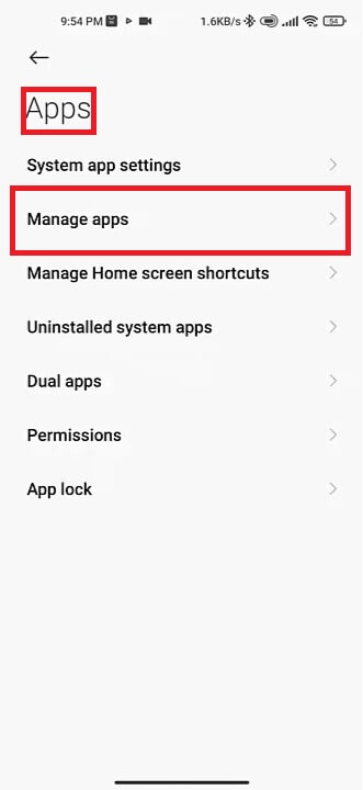 Manage apps