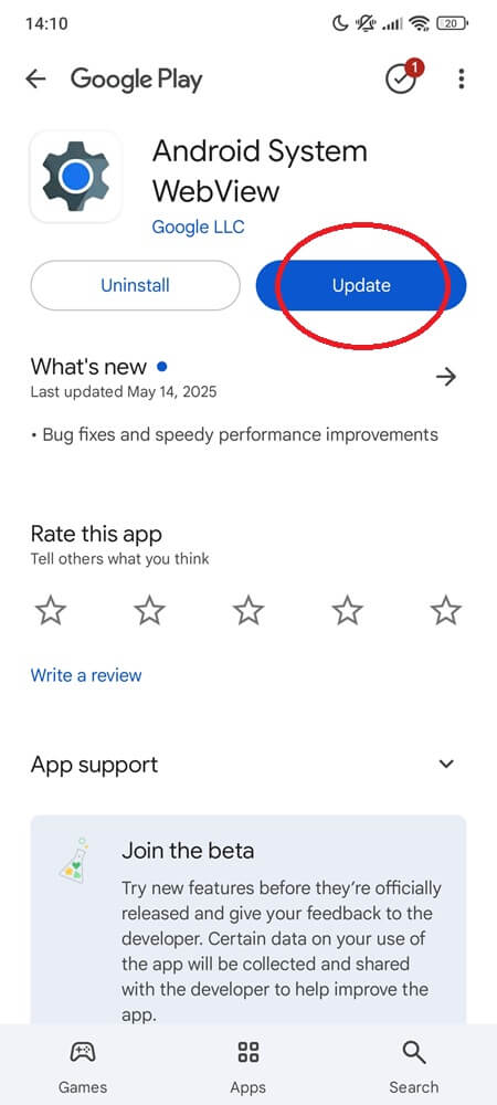 Update WebView from Google Play (Step 3) Update WebView from Google Play (Step 3)