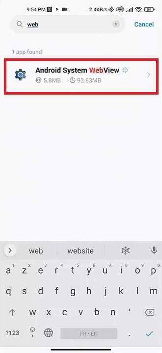 select android system webview