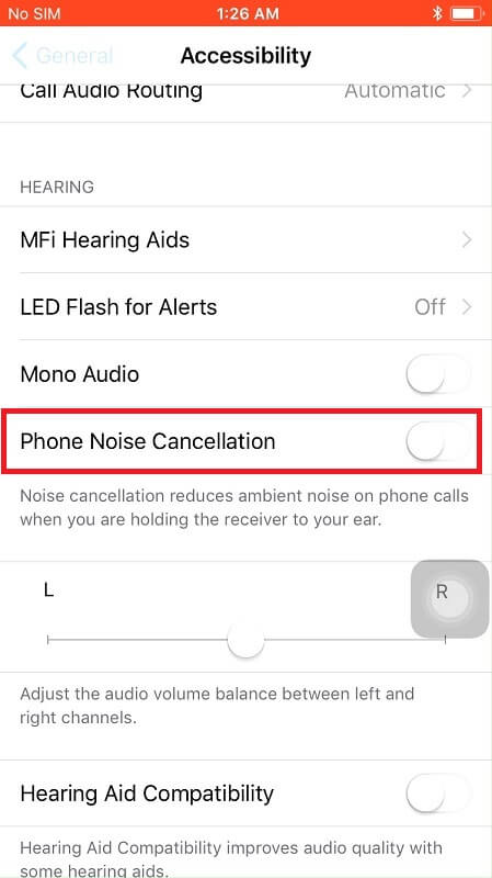 turn off noise cancellation