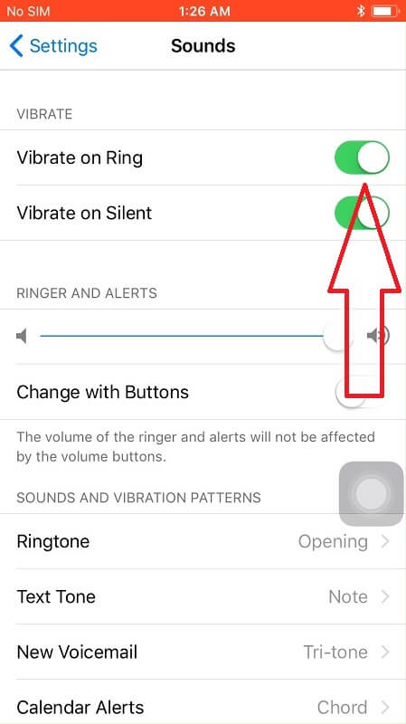 turn off vibrate on ring