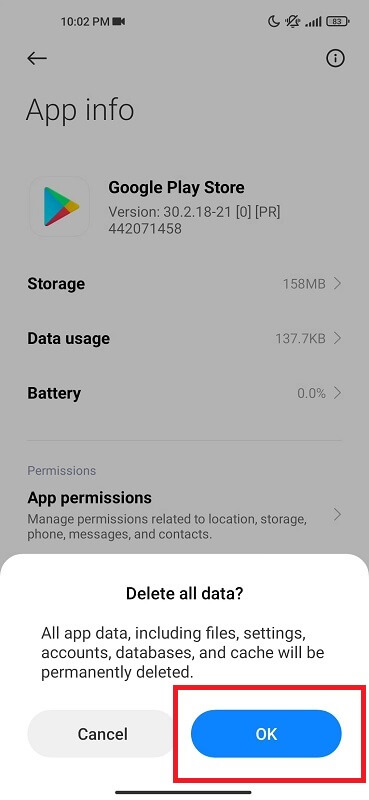 delete all data to fix com android phone 