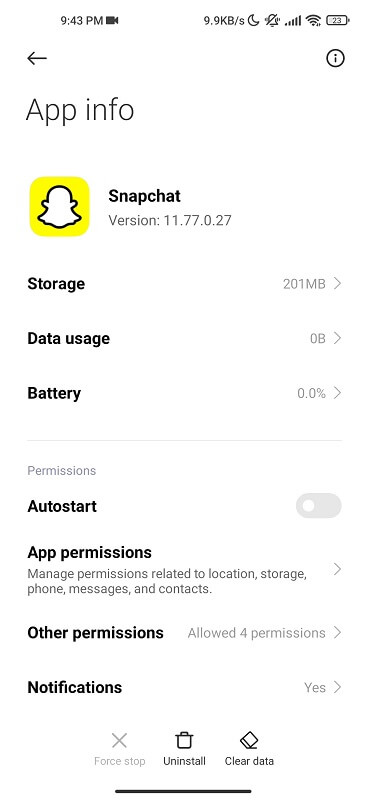 Fix Snapchat opened glitch