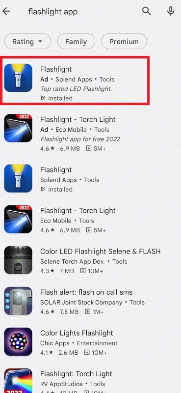 Flash light app