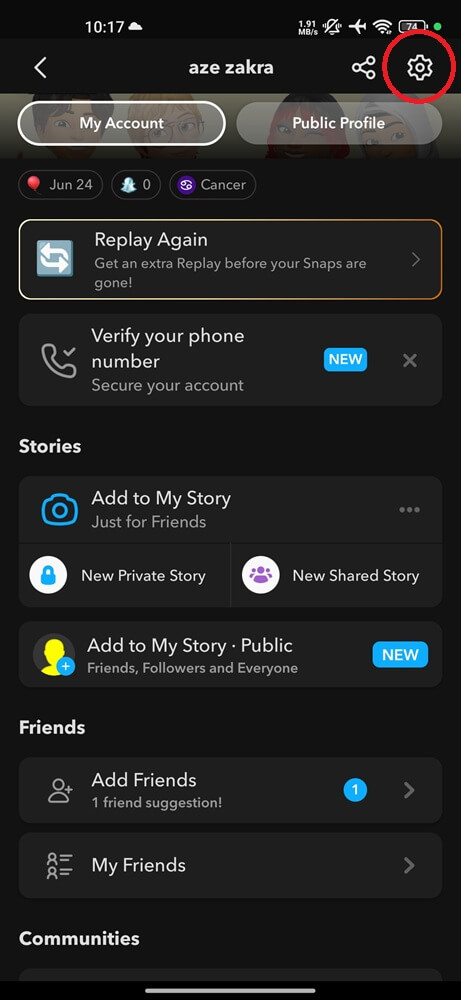 Snapchat gear icon (2) Snapchat gear icon (2)