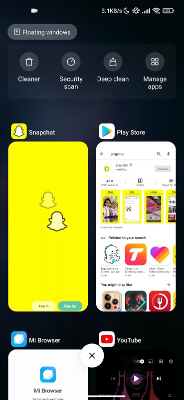Snapchat opened