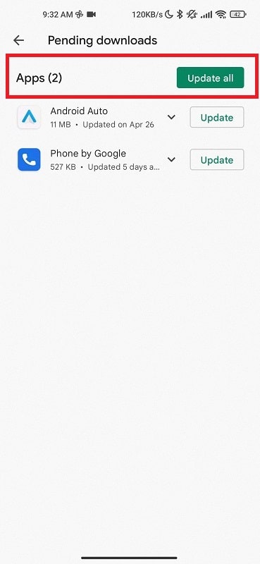 Update Gmail on google play store