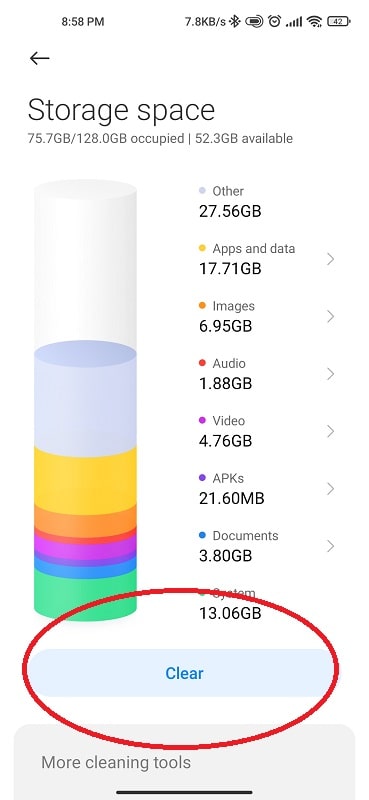 Clear android cache