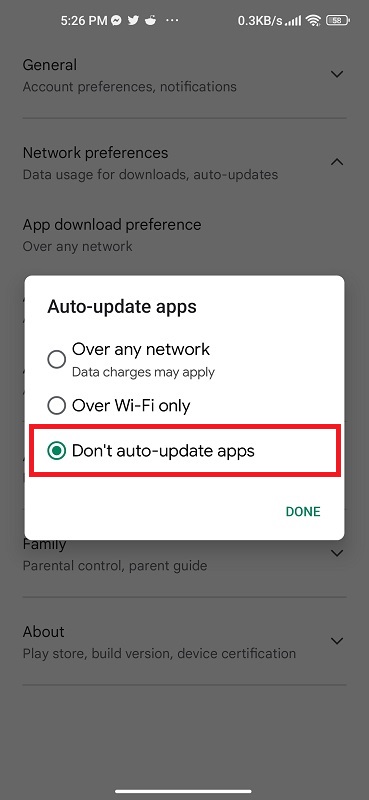 Dont auto update apps
