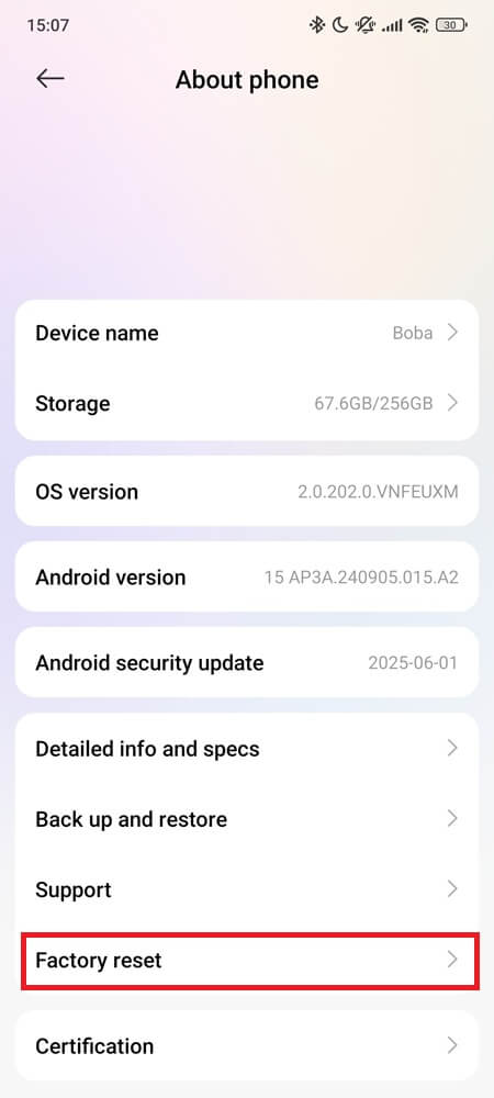 Factory reset step (2) Factory reset step (2)