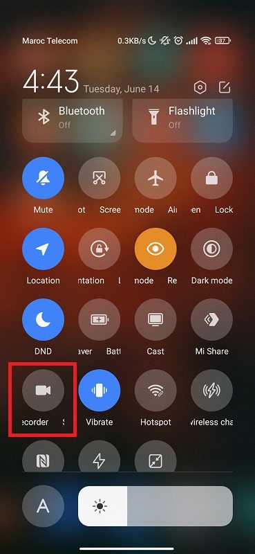 Quick settings to record android screen