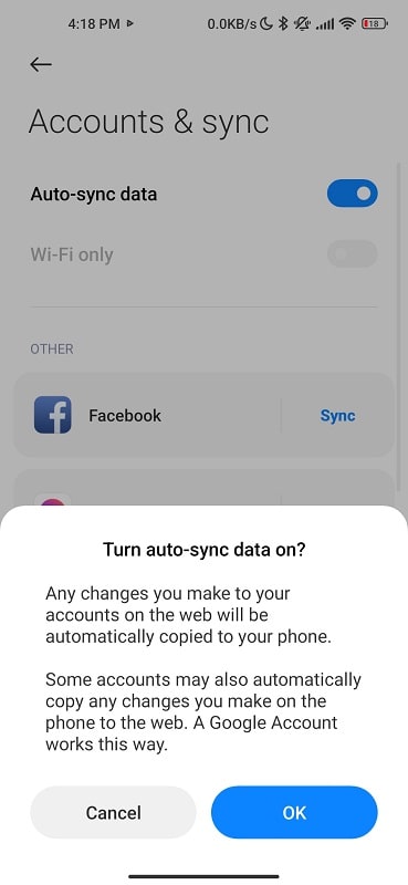 Enable Sync to fix app is blocking access to google play