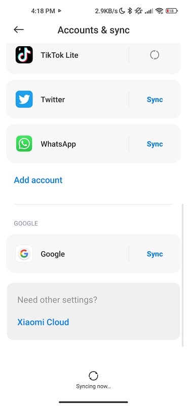 Sync Google Accounts