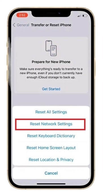 reset network settings