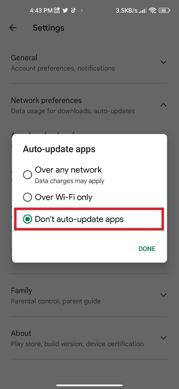 turn off auto updates