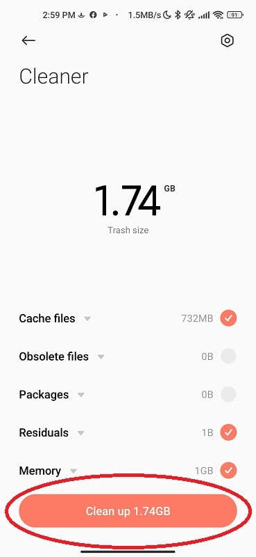 clear android cache