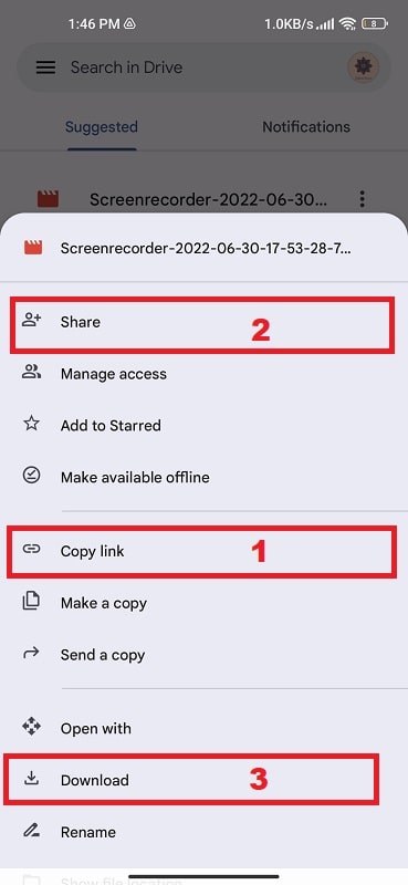 Share the file or download it