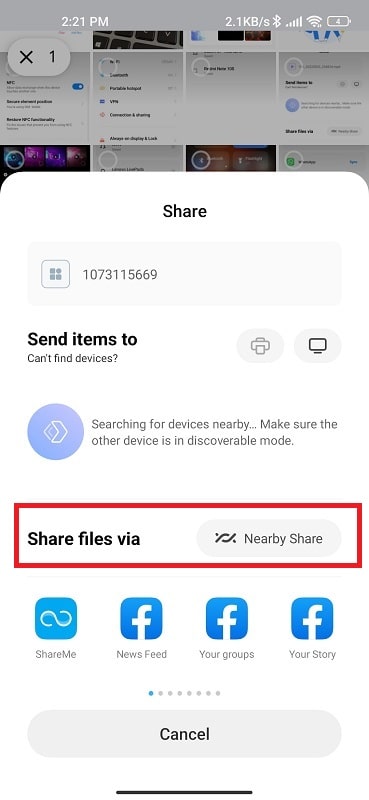how to transfer data to another phone via nearby share