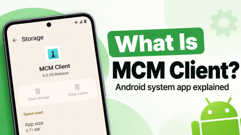 MCM Client Android app showing its icon and storage settings