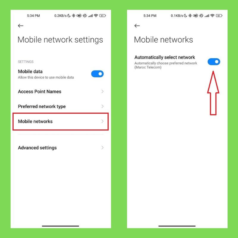 Change the mobile network operator