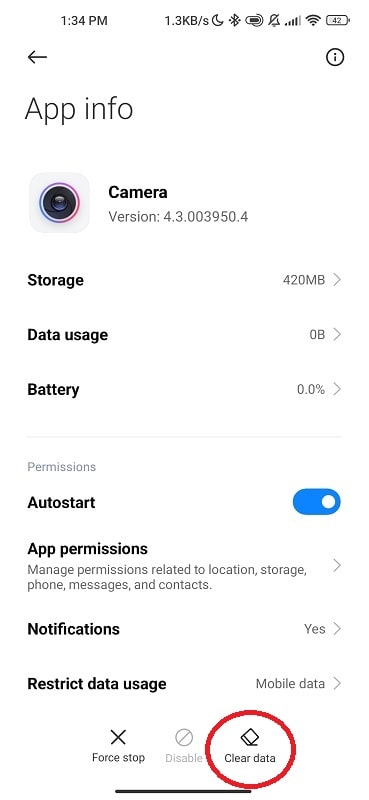 Clear Camera App Cache & Data