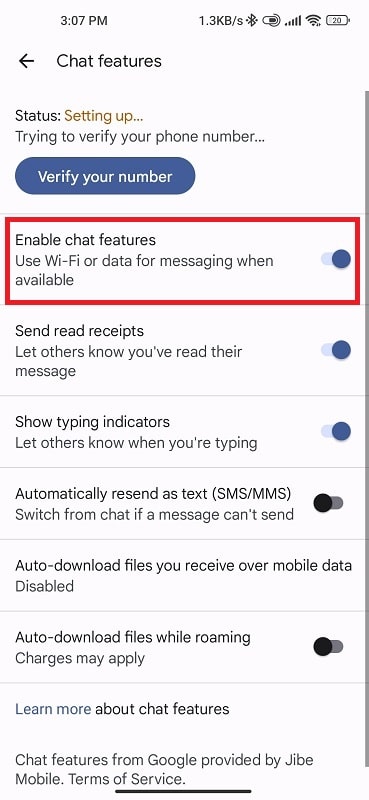 Enable chat features