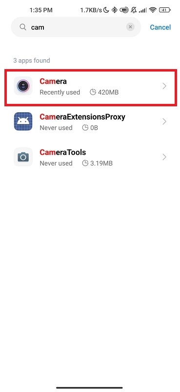 Select to fix camera not working