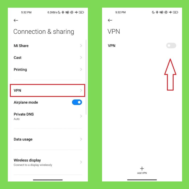 Turn off Android VPN