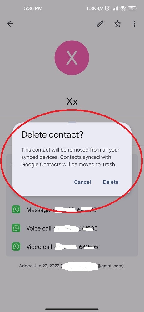 Delete contact and add it again