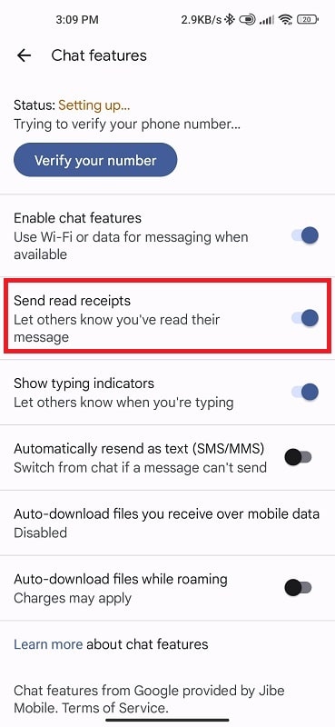 Read Receipts Sent As SMS Via Server