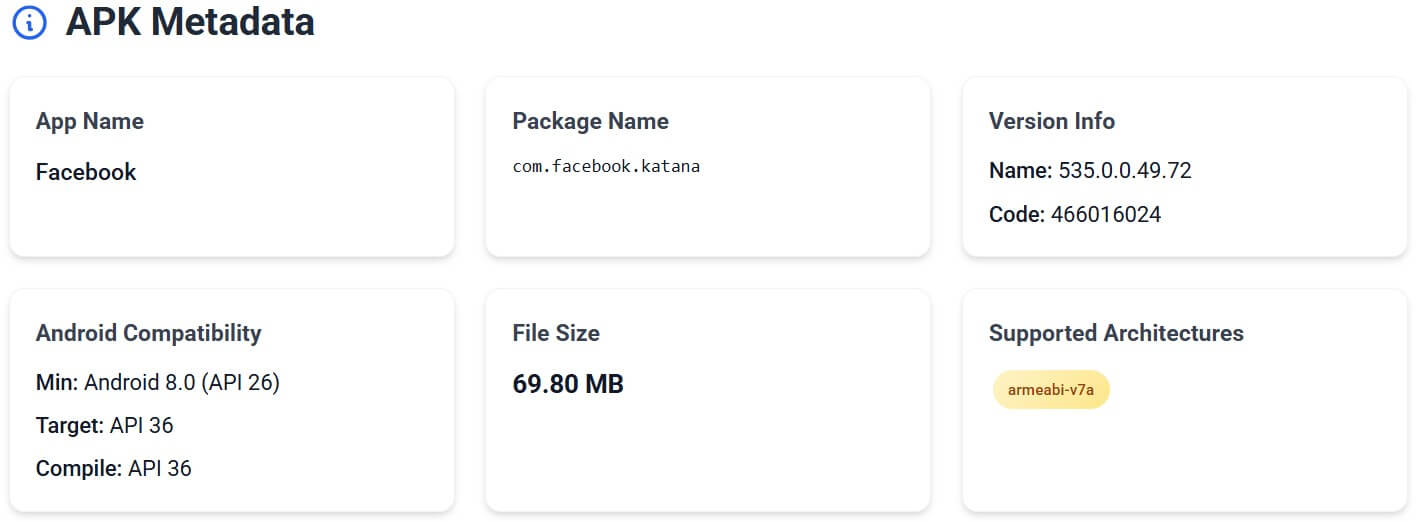 APK metadata scan of com.facebook.katana v535.0.0.49.72
