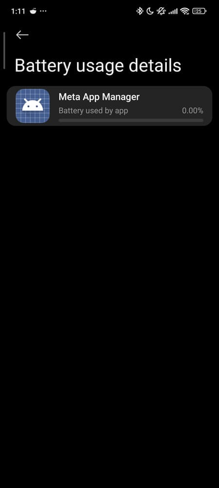 Battery usage details meta app manager Battery usage details meta app manager