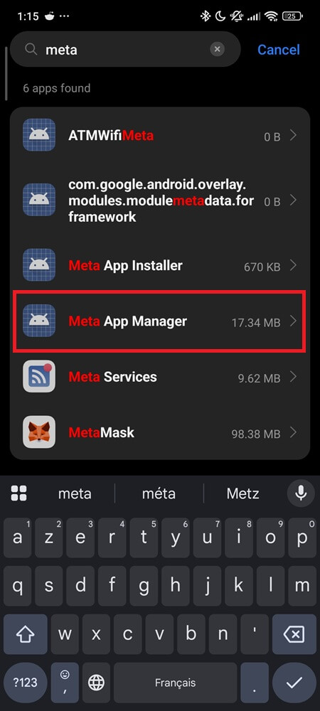Disable meta app manager ( step 1) Disable meta app manager (2)