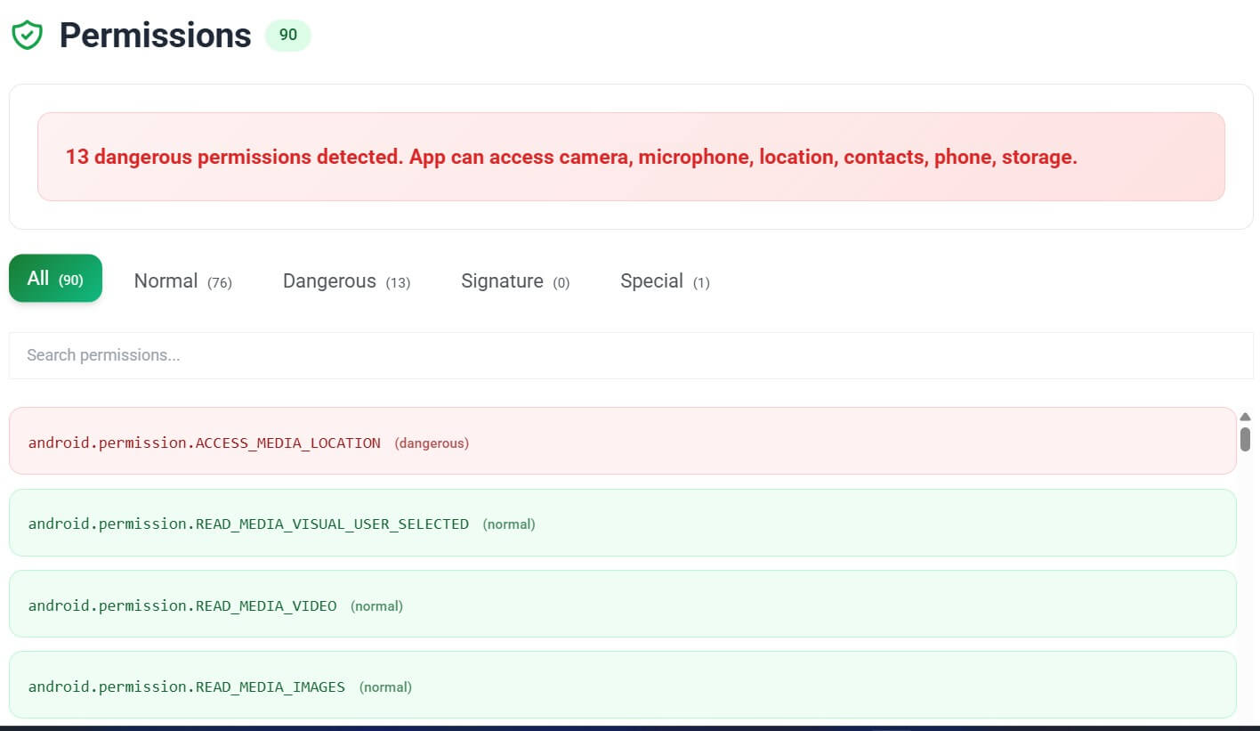 Facebook app permissions overview