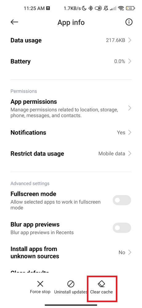 Clear the app's cache and data -