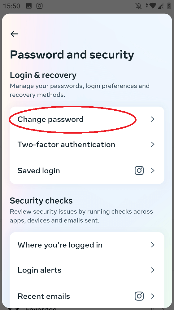 change the password