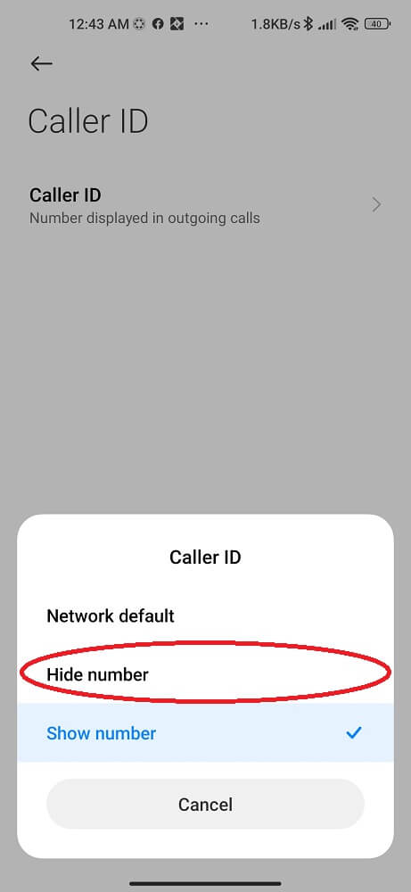 Hide number using caller ID
