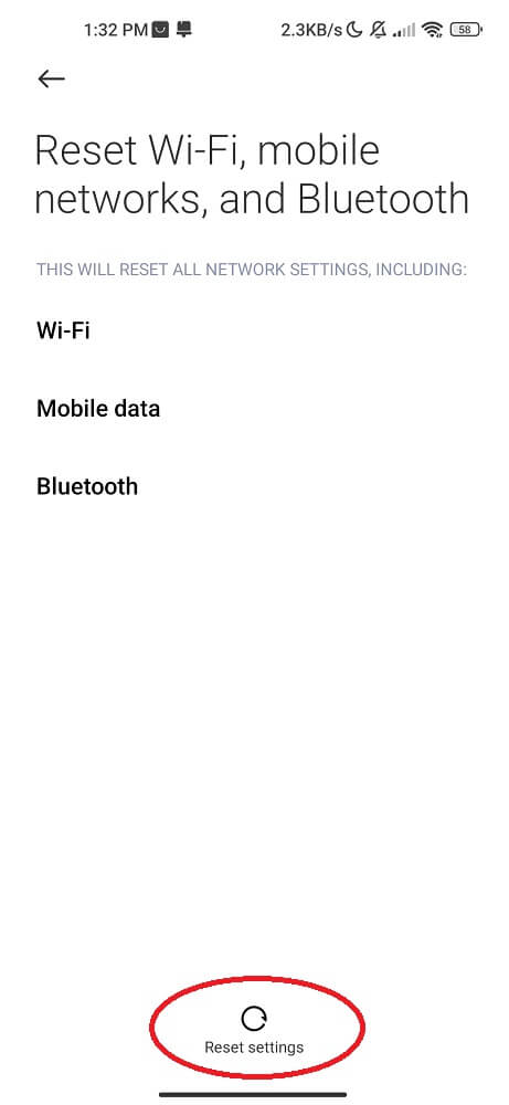 Reset Network Settings - 64z6e4