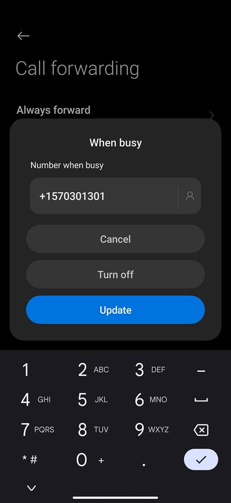 Add phone number when busy